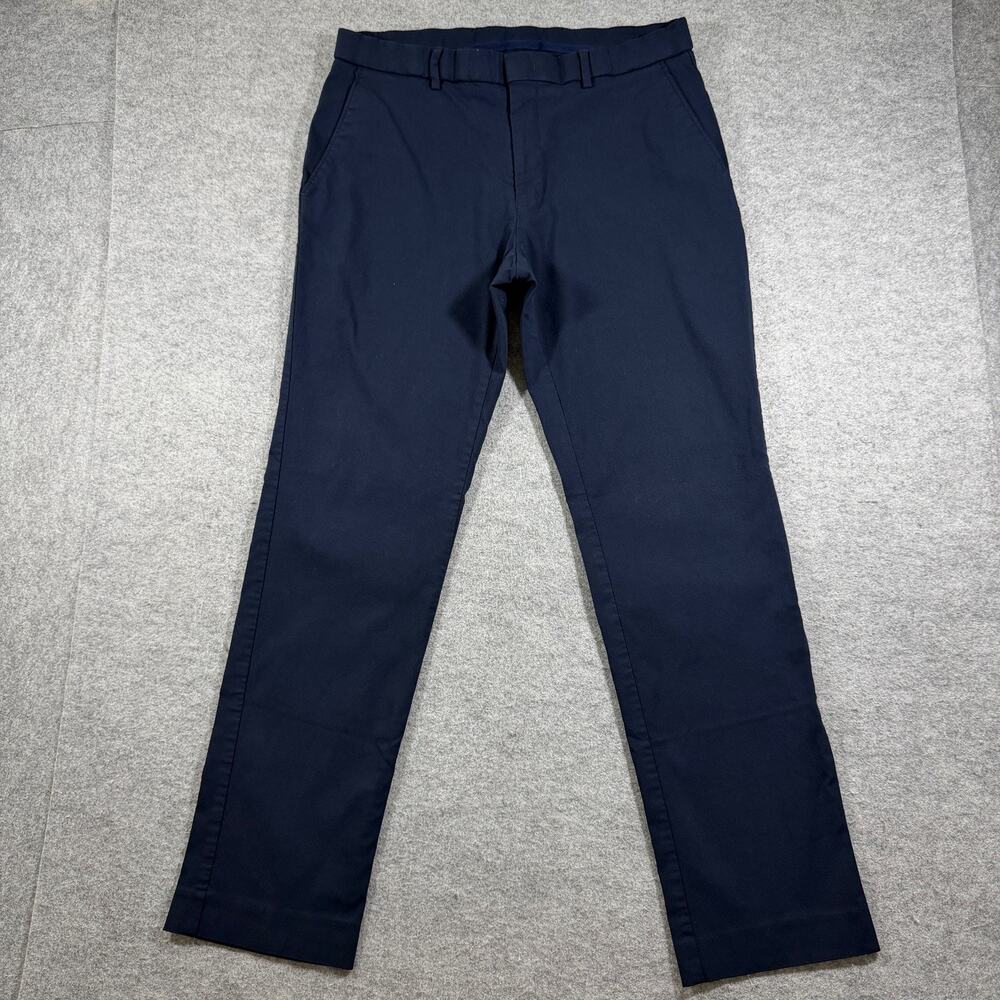 Tommy Hilfiger Pants Mens 34x30 Navy Flat Front Straight Fit Preppy Stretch